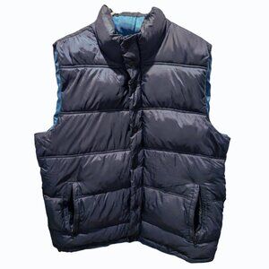 Old Navy Men's Puffer Vest, Large, Navy Blue, Zipper Snap Closure, Pockets